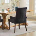 Chaises de salle à manger Okak mi-siècle élégantes et capitonnées avec pieds incurvés pour cuisine/salle à manger, fauteuil de salle à manger en chenille
