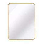 Miroir de salle de bain rectangulaire Okak avec cadre en aluminium, miroir de courtoisie à coins arrondis, miroir mural pour salon, salle de bain