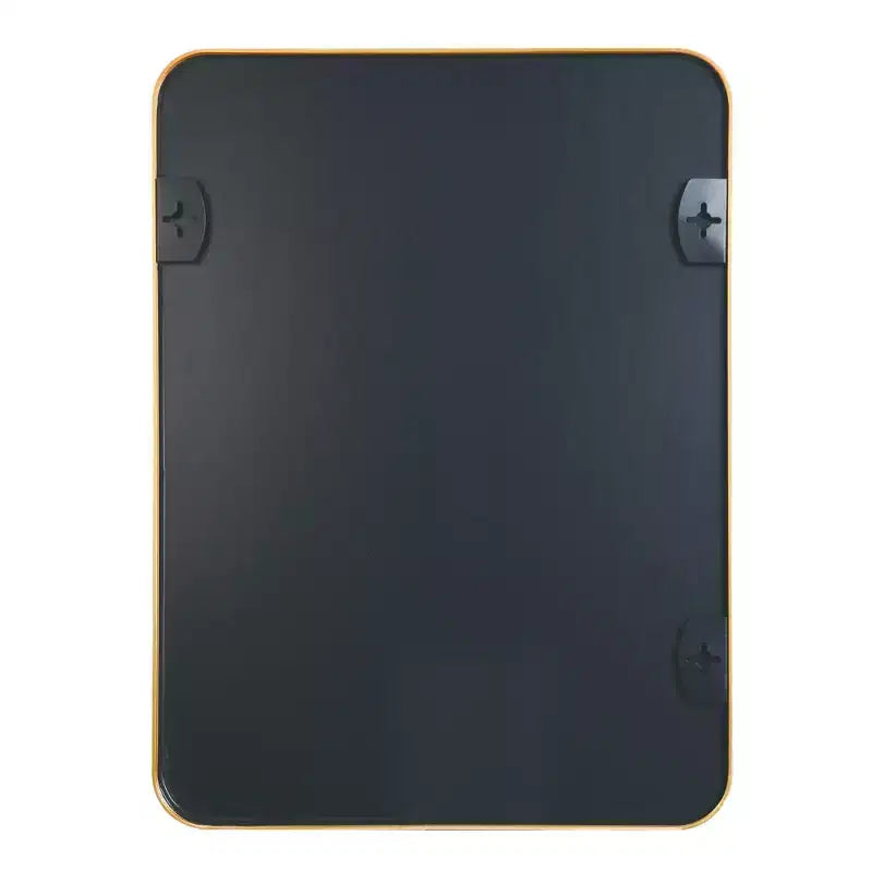Miroir de salle de bain rectangulaire Okak avec cadre en aluminium, miroir de courtoisie à coins arrondis, miroir mural pour salon, salle de bain