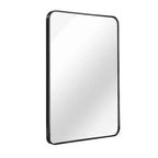 Miroir de salle de bain rectangulaire Okak avec cadre en aluminium, miroir de courtoisie à coins arrondis, miroir mural pour salon, salle de bain