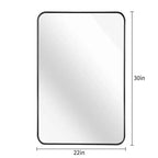 Miroir de salle de bain rectangulaire Okak avec cadre en aluminium, miroir de courtoisie à coins arrondis, miroir mural pour salon, salle de bain