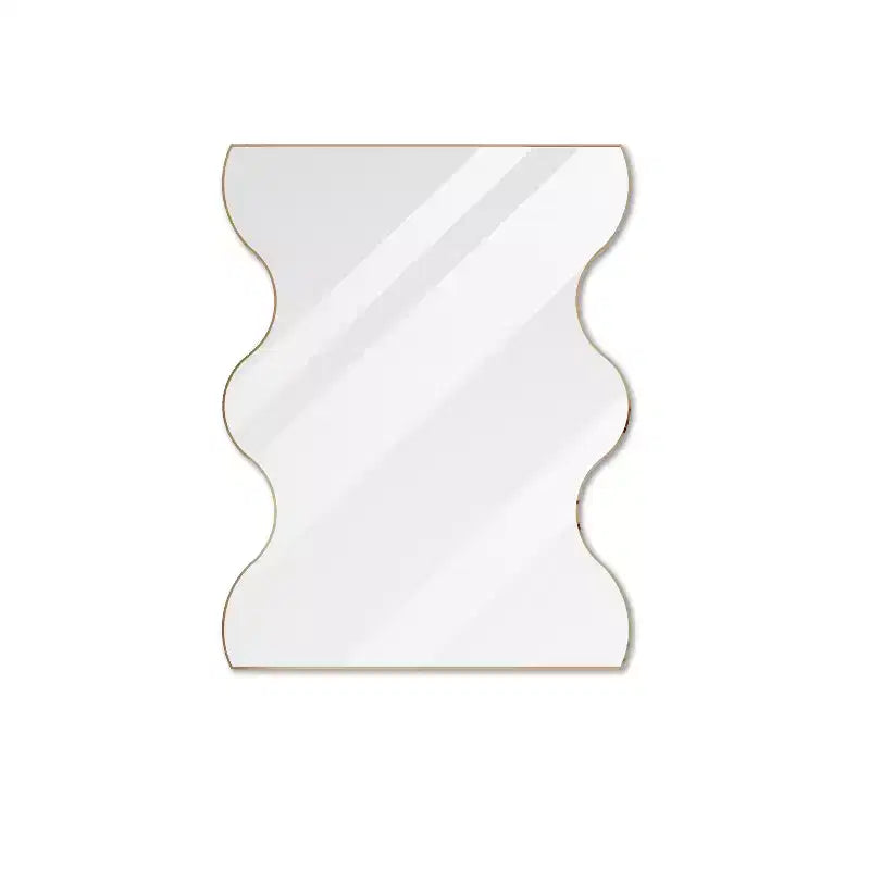 Miroir de salle de bain Okak 30X35IN forme vague moderne, miroir mural avec cadre en métal, miroir de courtoisie pour salle de bain, salon, chambre