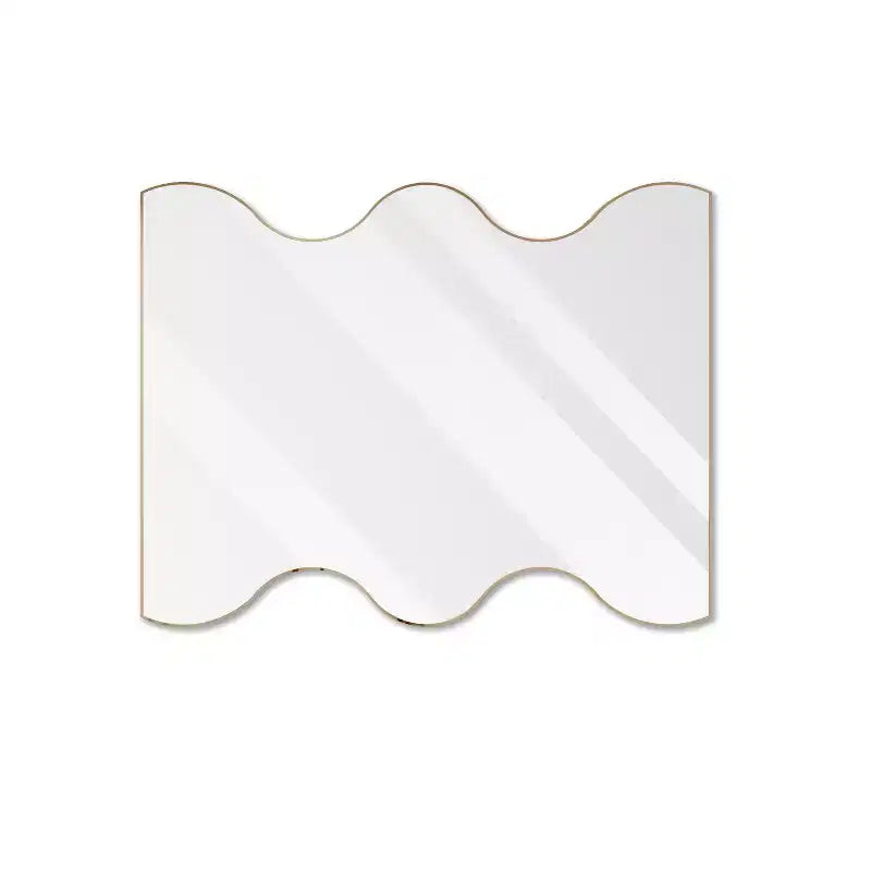 Miroir de salle de bain Okak 30X35IN forme vague moderne, miroir mural avec cadre en métal, miroir de courtoisie pour salle de bain, salon, chambre