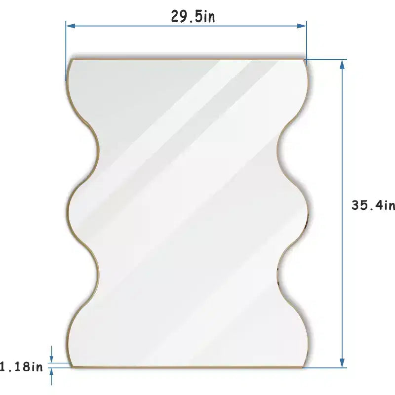 Miroir de salle de bain Okak 30X35IN forme vague moderne, miroir mural avec cadre en métal, miroir de courtoisie pour salle de bain, salon, chambre