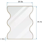 Miroir de salle de bain Okak 30X35IN forme vague moderne, miroir mural avec cadre en métal, miroir de courtoisie pour salle de bain, salon, chambre