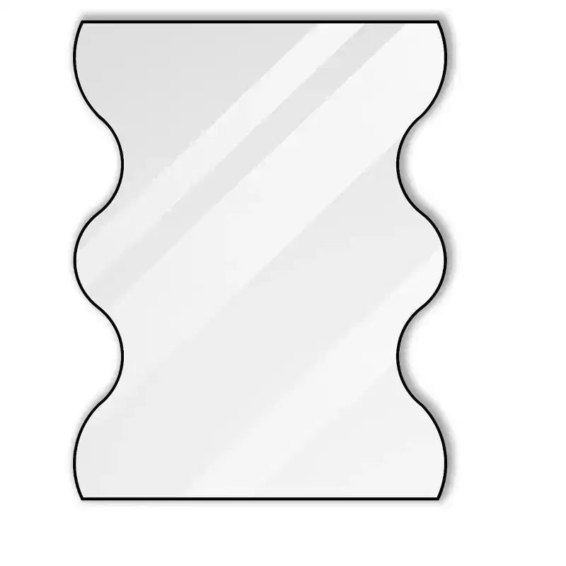 Miroir de salle de bain Okak 30X35IN forme vague moderne, miroir mural avec cadre en métal, miroir de courtoisie pour salle de bain, salon, chambre