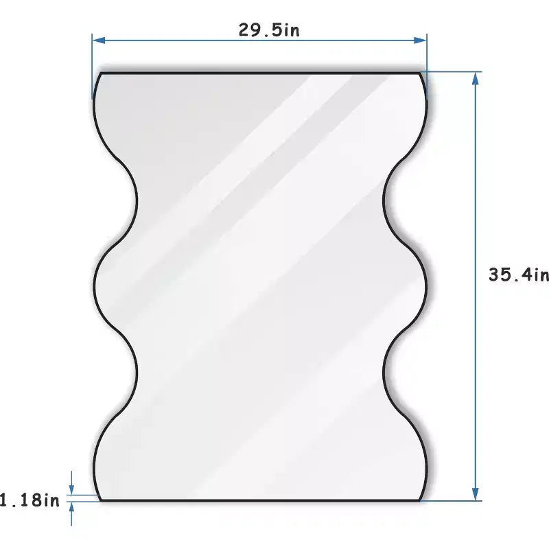Miroir de salle de bain Okak 30X35IN forme vague moderne, miroir mural avec cadre en métal, miroir de courtoisie pour salle de bain, salon, chambre