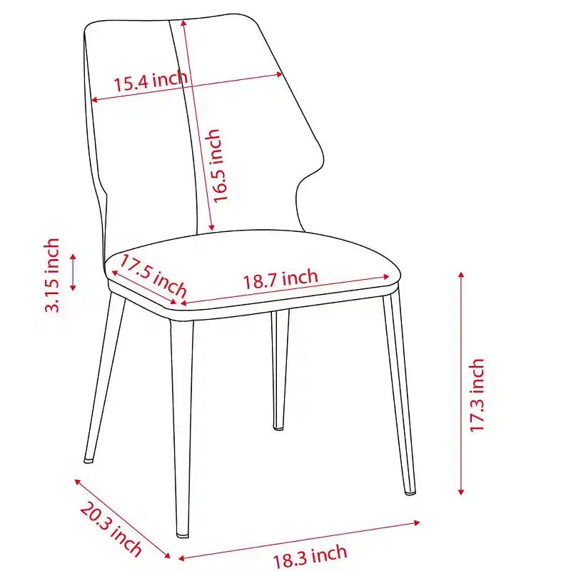 Lot de 2 chaises de salle à manger, chaises de dîner rembourrées, chaises sans accoudoirs, chaises d'appoint - Modernluxe