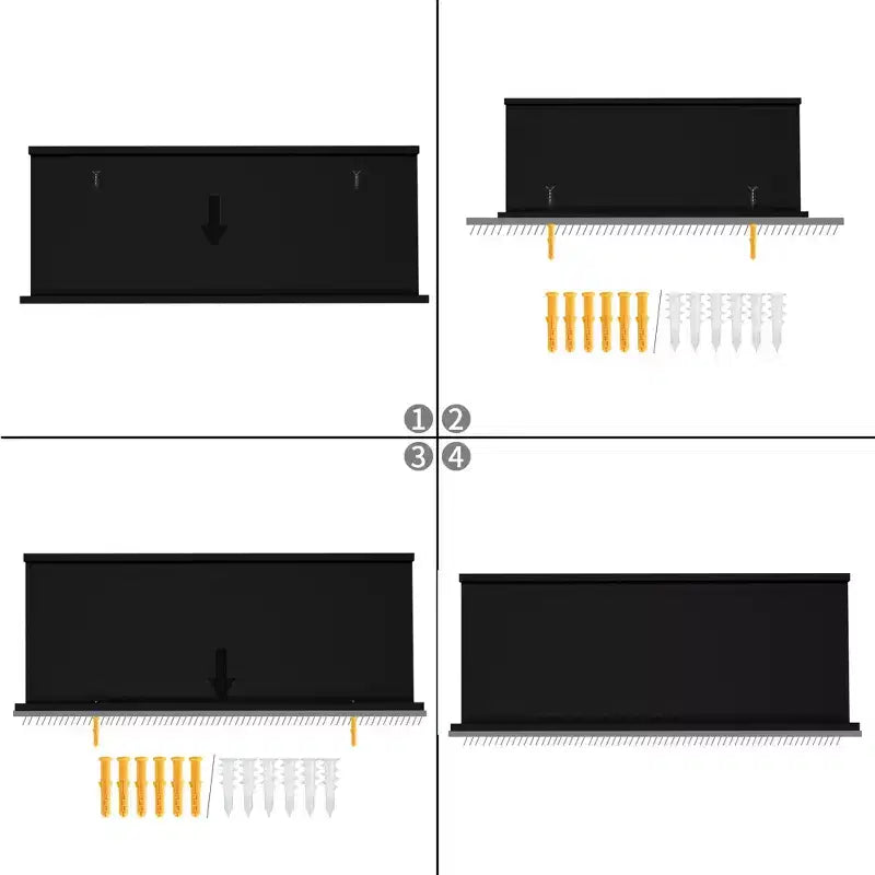 Étagères flottantes FurnitureR (lot de 6), étagères murales en bois pour salle de bain, chambre, salon, cuisine, bureau, noir