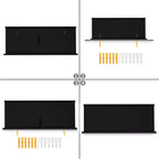 Étagères flottantes FurnitureR (lot de 6), étagères murales en bois pour salle de bain, chambre, salon, cuisine, bureau, noir