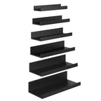 Étagères flottantes FurnitureR (lot de 6), étagères murales en bois pour salle de bain, chambre, salon, cuisine, bureau, noir