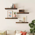 FurnitureR Floating Shelves for Wall, 15.75 Inch Wide Rustic Wood Decorative Wall Storage Rack, Invisible WallMounted Display Brown