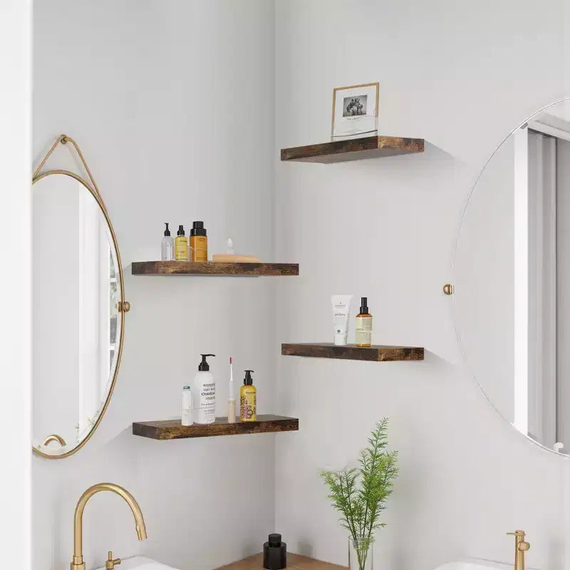 Étagères flottantes FurnitureR pour mur, étagère murale décorative en bois rustique de 40 cm de large, support d'affichage mural invisible, marron