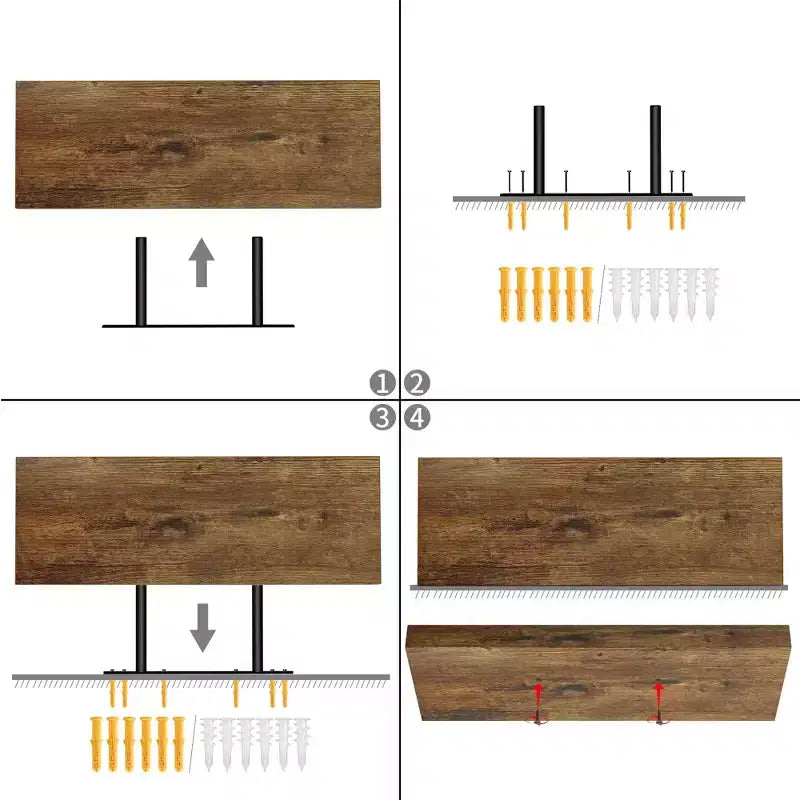 Étagères flottantes FurnitureR pour mur, étagère murale décorative en bois rustique de 40 cm de large, support d'affichage mural invisible, marron