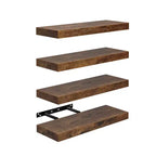 Étagères flottantes FurnitureR pour mur, étagère murale décorative en bois rustique de 40 cm de large, support d'affichage mural invisible, marron