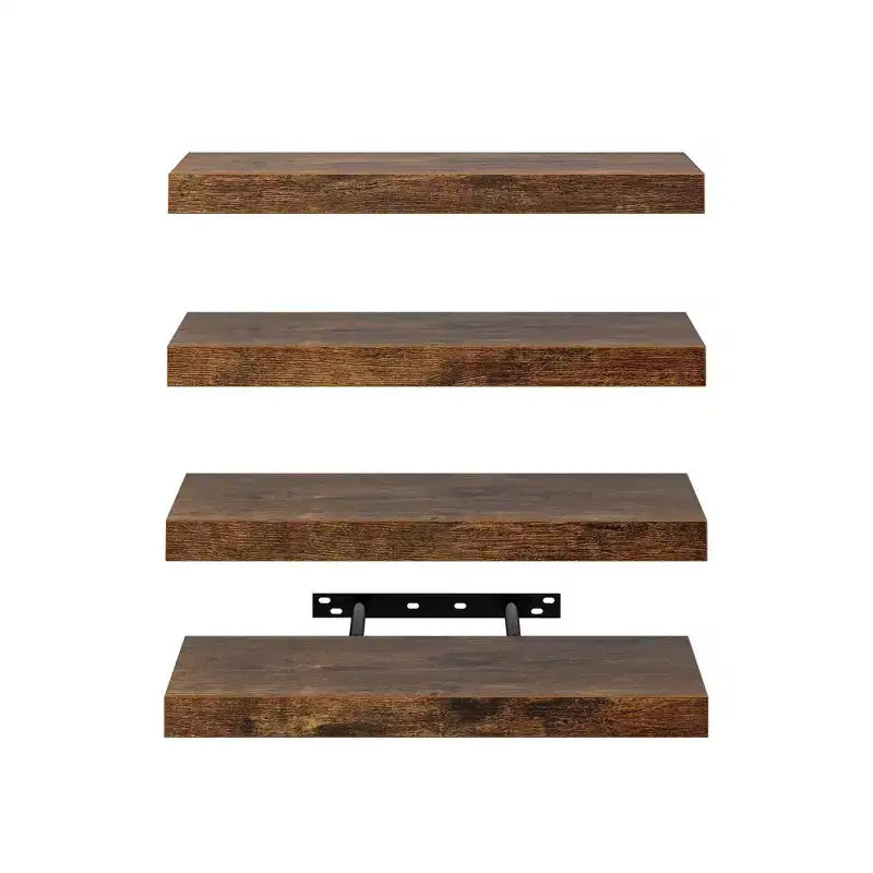 Étagères flottantes FurnitureR pour mur, étagère murale décorative en bois rustique de 40 cm de large, support d'affichage mural invisible, marron