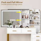 Coiffeuse pour chambre à coucher, coiffeuse avec miroir, rangement spacieux et construction robuste, bureau de maquillage facile à assembler