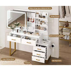 Coiffeuse pour chambre à coucher, coiffeuse avec miroir, rangement spacieux et construction robuste, bureau de maquillage facile à assembler