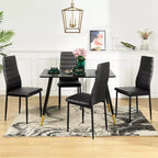 FurnitureR Chaises de salle à manger en cuir PU, lot de 4, sans accoudoirs, dossier haut, avec structure en métal, ergonomiques pour cuisine, salle à manger, bureau à domicile, noir