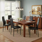 FurnitureR Chaises de salle à manger en cuir PU, lot de 4, sans accoudoirs, dossier haut, avec structure en métal, ergonomiques pour cuisine, salle à manger, bureau à domicile, noir