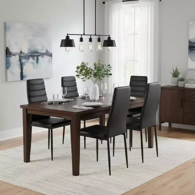 FurnitureR Chaises de salle à manger en cuir PU, lot de 4, sans accoudoirs, dossier haut, avec structure en métal, ergonomiques pour cuisine, salle à manger, bureau à domicile, noir
