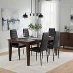 FurnitureR Chaises de salle à manger en cuir PU, lot de 4, sans accoudoirs, dossier haut, avec structure en métal, ergonomiques pour cuisine, salle à manger, bureau à domicile, noir