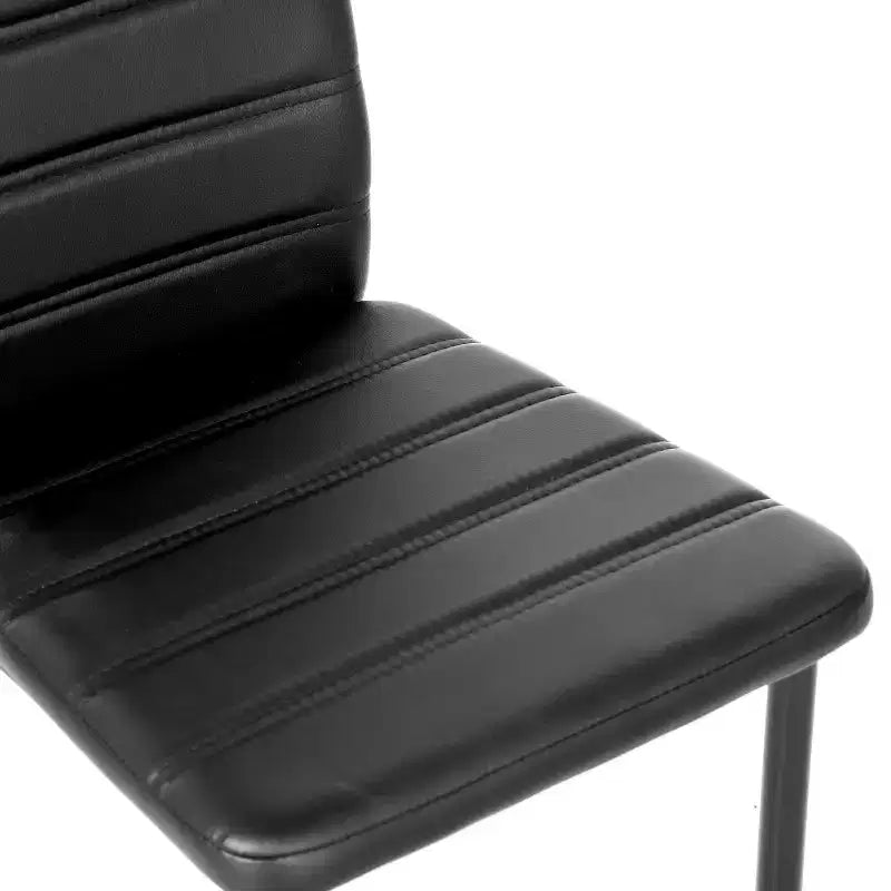 FurnitureR Chaises de salle à manger en cuir PU, lot de 4, sans accoudoirs, dossier haut, avec structure en métal, ergonomiques pour cuisine, salle à manger, bureau à domicile, noir
