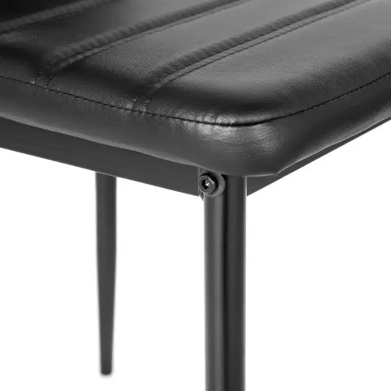 FurnitureR Chaises de salle à manger en cuir PU, lot de 4, sans accoudoirs, dossier haut, avec structure en métal, ergonomiques pour cuisine, salle à manger, bureau à domicile, noir