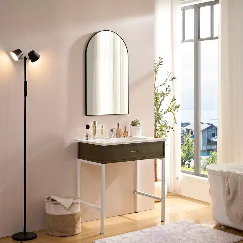 Miroir de salle de bain vintage Okak avec cadre en aluminium, miroir mural à haute réflexion, miroir de maquillage pour salle de bain, chambre à coucher