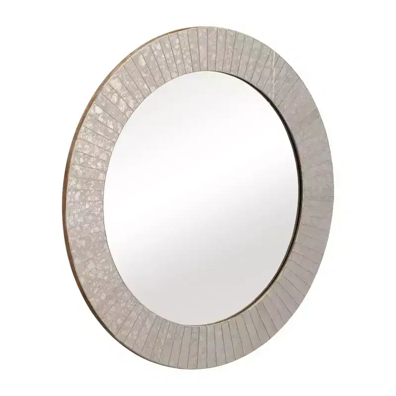 Miroir rond avec cadre texturé - Fini doré métallique - Style moderne pour la décoration murale de la maison, du bureau, de la chambre ou du salon