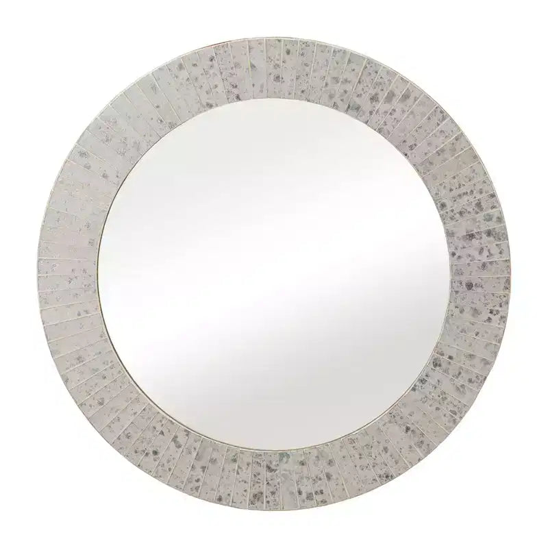 Miroir rond avec cadre texturé - Fini doré métallique - Style moderne pour la décoration murale de la maison, du bureau, de la chambre ou du salon