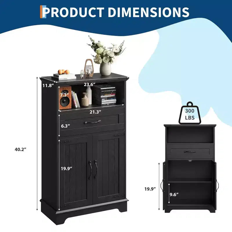 Meuble de Salle de Bain GustoWave avec Portes et Tiroirs, Armoire de Rangement Autoportante avec Texture Bois