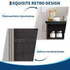 Meuble de Salle de Bain GustoWave avec Portes et Tiroirs, Armoire de Rangement Autoportante avec Texture Bois