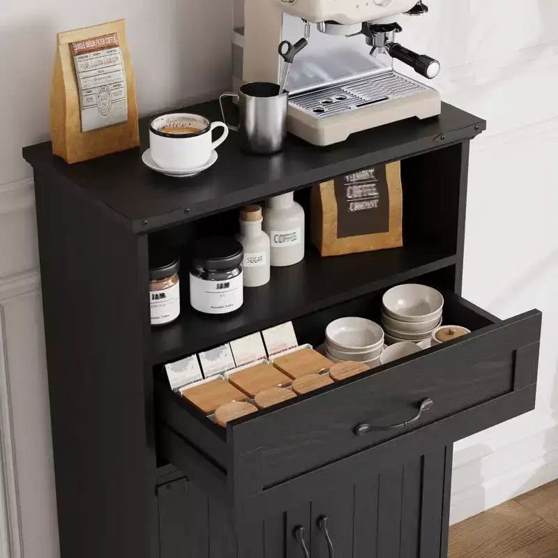 Meuble de Salle de Bain GustoWave avec Portes et Tiroirs, Armoire de Rangement Autoportante avec Texture Bois