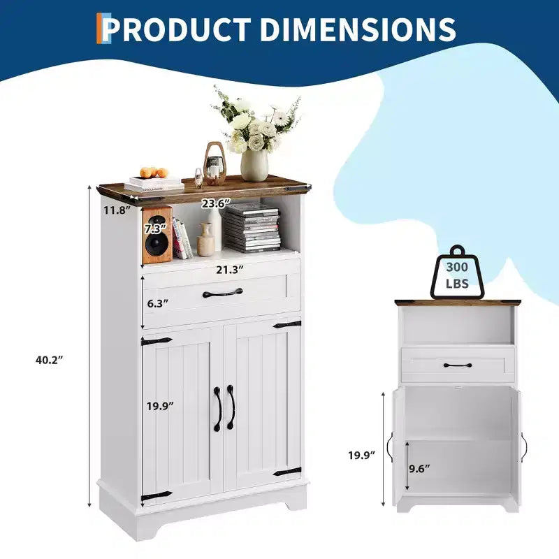 Meuble de Salle de Bain GustoWave avec Portes et Tiroirs, Armoire de Rangement Autoportante avec Texture Bois