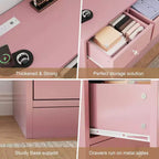 Commode à 12 tiroirs, meuble TV de 155 cm de long avec station de recharge, grands tiroirs en bois pour chambre à coucher, placard, salon, rose