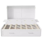 Lit escamotable Queen Size avec tiroir de rangement, lit pliant avec étagères pour chambre d'amis, chambre à coucher, bureau, blanc