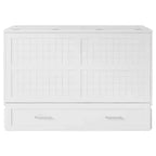 Lit escamotable Queen Size avec tiroir de rangement, lit pliant avec étagères pour chambre d'amis, chambre à coucher, bureau, blanc