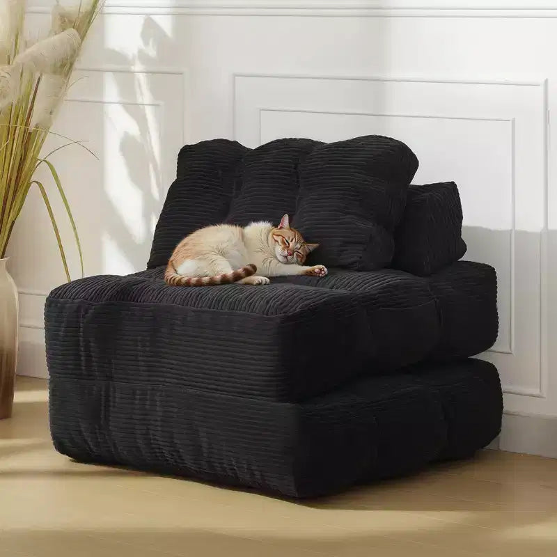 Canapé-lit convertible pliant 3-en-1 avec oreiller Matelas pliable avec dossier, Chaise longue portable confortable Canapé de sol pour salon