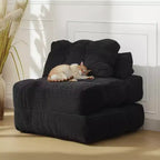 Canapé-lit convertible pliant 3-en-1 avec oreiller Matelas pliable avec dossier, Chaise longue portable confortable Canapé de sol pour salon