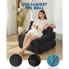 Canapé-lit convertible pliant 3-en-1 avec oreiller Matelas pliable avec dossier, Chaise longue portable confortable Canapé de sol pour salon
