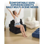 Canapé-lit convertible pliant 3-en-1 avec oreiller Matelas pliable avec dossier, Chaise longue portable confortable Canapé de sol pour salon