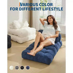Canapé-lit convertible pliant 3-en-1 avec oreiller Matelas pliable avec dossier, Chaise longue portable confortable Canapé de sol pour salon