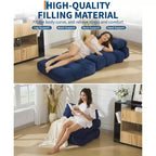 Canapé-lit convertible pliant 3-en-1 avec oreiller Matelas pliable avec dossier, Chaise longue portable confortable Canapé de sol pour salon