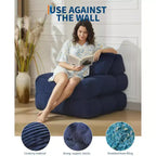 Canapé-lit convertible pliant 3-en-1 avec oreiller Matelas pliable avec dossier, Chaise longue portable confortable Canapé de sol pour salon