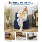 Canapé-lit convertible pliant 3-en-1 avec oreiller Matelas pliable avec dossier, Chaise longue portable confortable Canapé de sol pour salon