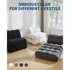 Canapé-lit convertible pliant 3-en-1 avec oreiller Matelas pliable avec dossier, Chaise longue portable confortable Canapé de sol pour salon