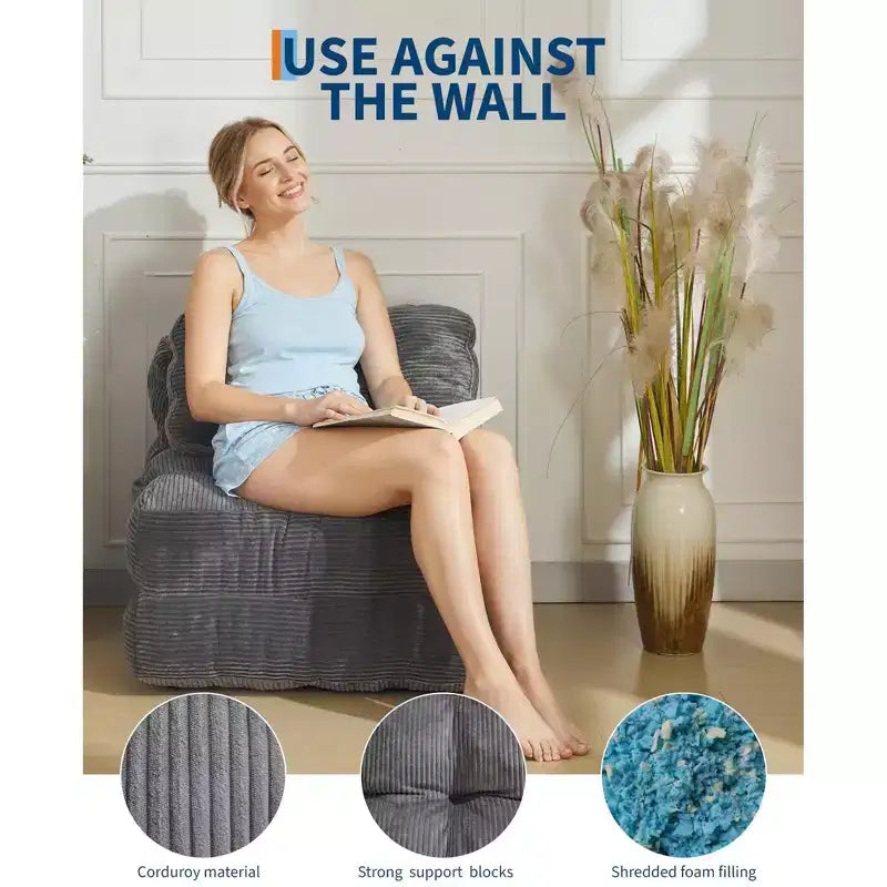 Canapé-lit convertible pliant 3-en-1 avec oreiller Matelas pliable avec dossier, Chaise longue portable confortable Canapé de sol pour salon