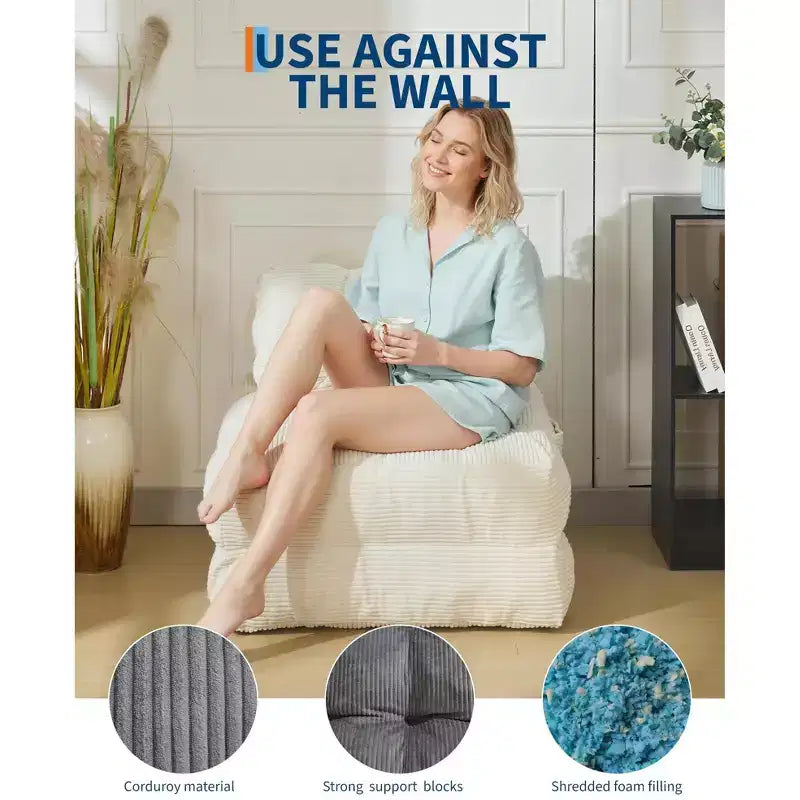 Canapé-lit convertible pliant 3-en-1 avec oreiller Matelas pliable avec dossier, Chaise longue portable confortable Canapé de sol pour salon