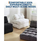 Canapé-lit convertible pliant 3-en-1 avec oreiller Matelas pliable avec dossier, Chaise longue portable confortable Canapé de sol pour salon